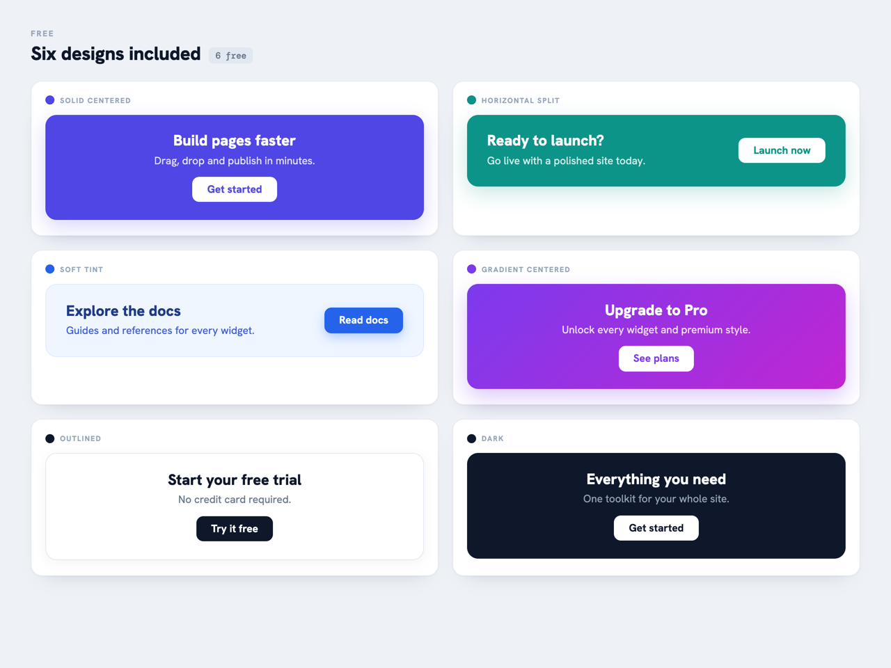 Call to Action ready-made designs in SiteOrigin Page Builder